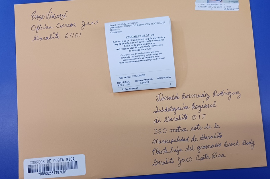 Beweise von Enzo Vincenzi, der seine Strafanzeige per zertifizierter Post verschickt.