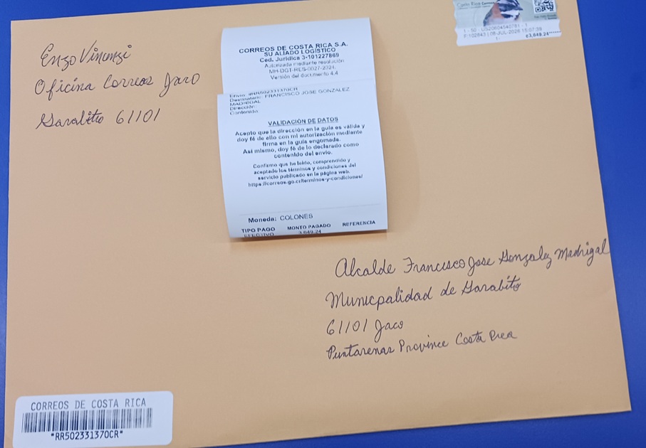 Beweise von Enzo Vincenzi, der seine Strafanzeige per zertifizierter Post verschickt.